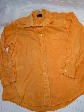 VTG HORNE'S Private Stock Button Shirt Men's 17 1/2-34 Orange MADE IN USA Oxford